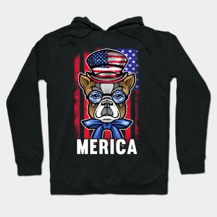 Merica Patriot BullDog American Flag Independence Day 4th of July Hoodie